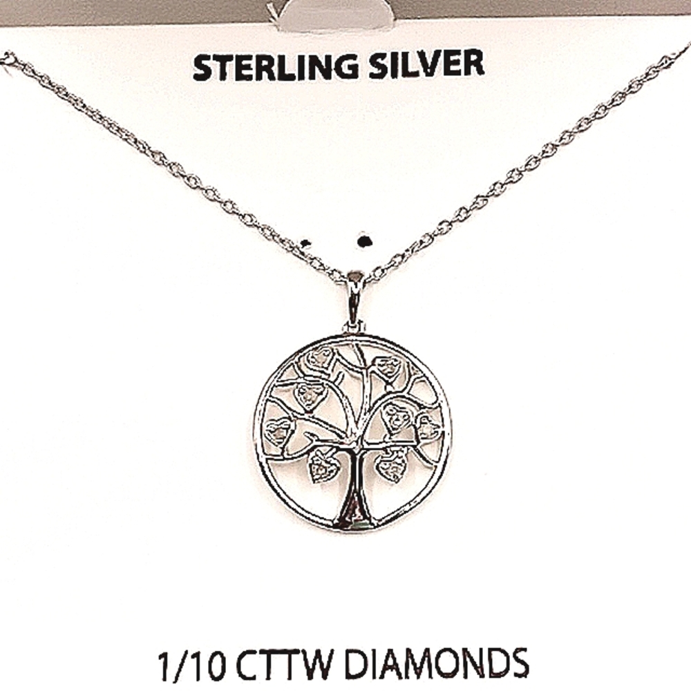 Womens R.H. Macy & Co. Diamond Family Tree Pendant And Necklace With Heart Leafs - Picture 2 of 2